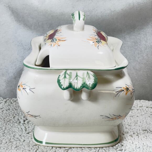 Royal Sealy Soup Tureen 1960's Made in Japan Plum Harvest Includes Lid ~6"x8" - Picture 2 of 16